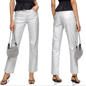 Topshop silver metallic foil jeans NWT 28